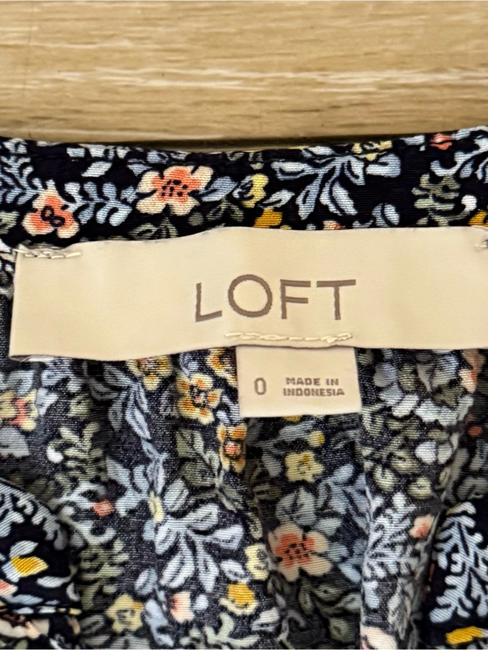 LOFT Navy Blue Floral Long-Sleeve Button Down Midi Dress - Picture 16 of 16